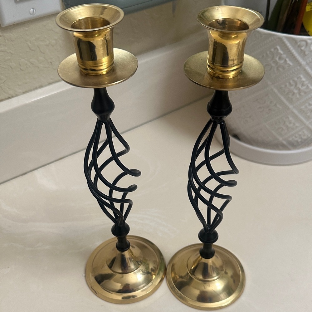 Elegant Gold and Black Candle Holders